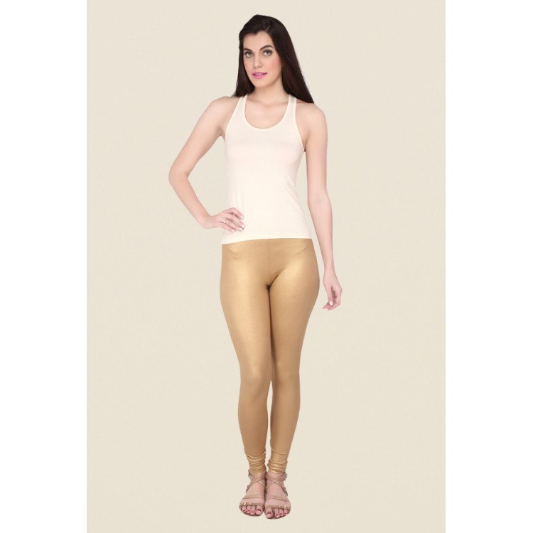 Gold Solid Shimmer Leggings for Women - Buy Gold Solid Shimmer