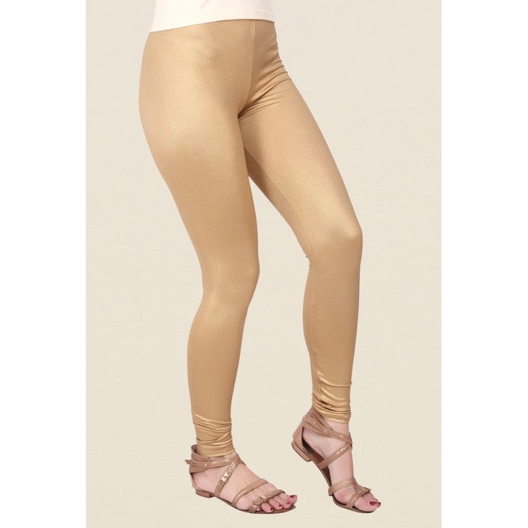 Gold Solid Shimmer Leggings for Women - Buy Gold Solid Shimmer Leggings  Online in India